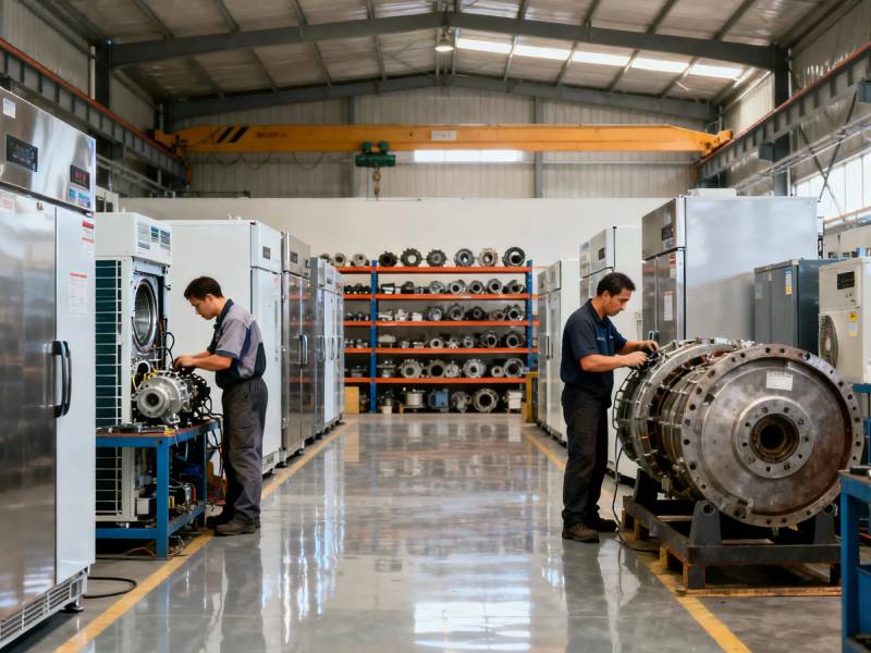 杭州冰柜冷库维修师傅作业中